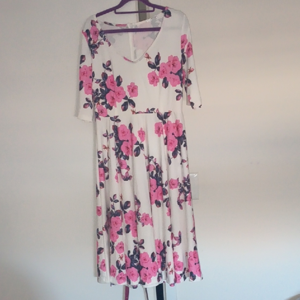 Floral Pink and White Dress